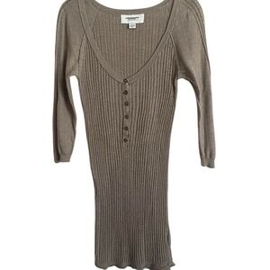 VTG Y2K American Eagle Cable Knit Long Henley Sweater Ribbed Preppy Brown M